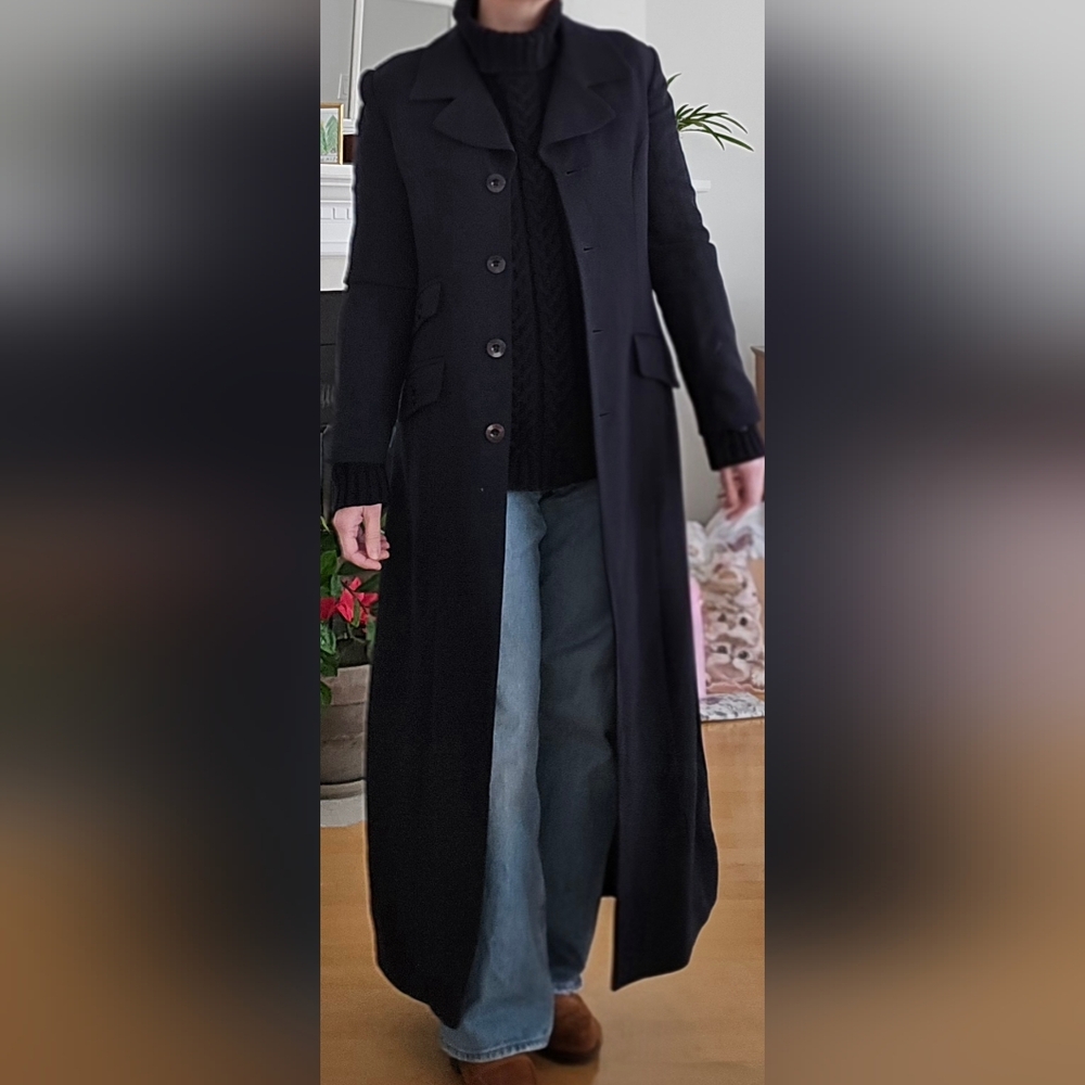 Tristan & Iseut Dark Blue Wool Long Coat